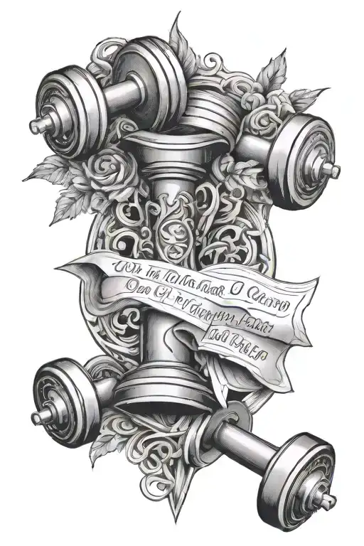 Bible Verse And Gym Dumbbell Intertwined