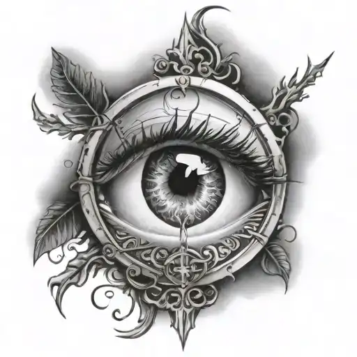 Eye Of Prophecy With A Cross And Posion Tree