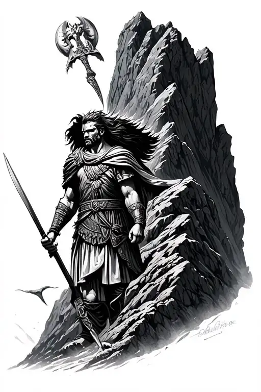 Tall And Dangerous Mountains Associated With Roman War Theme And Warrior