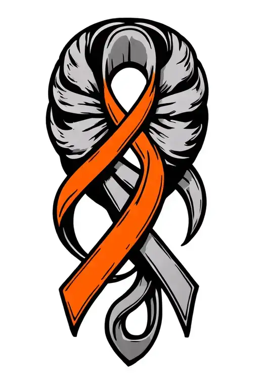 Kidney Cancer Orange Ribbon Intertwined With Strength Symbol