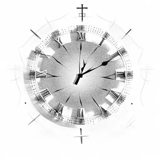 A Clock On Top Of A Christian Cross