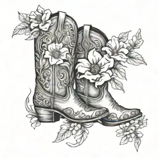 Fine Line Cowgirl Boot With November Birth Flower Blooming