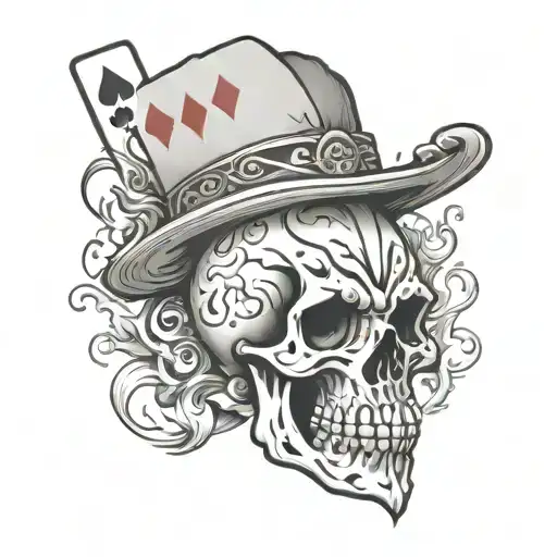 Playing Card Skull Fire Flames