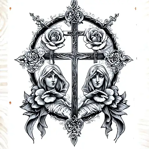 Full Sleeve With Religious Symbols Of Stories In The Bible But Make It Feminine