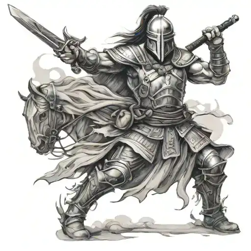 Lone Warrior Moving Toward Battle Scene