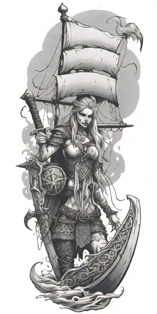 Viking Zombie Girl All Bloody Sword With Cuff