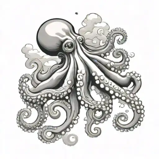 Octopus In Clouds Floating