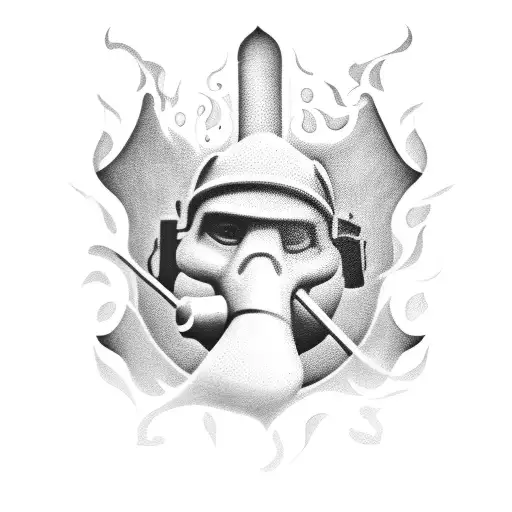 A Heroic Firefighter Silhouette Engulfed In Flames With The Word 'Soho' Incorporated Into The Design