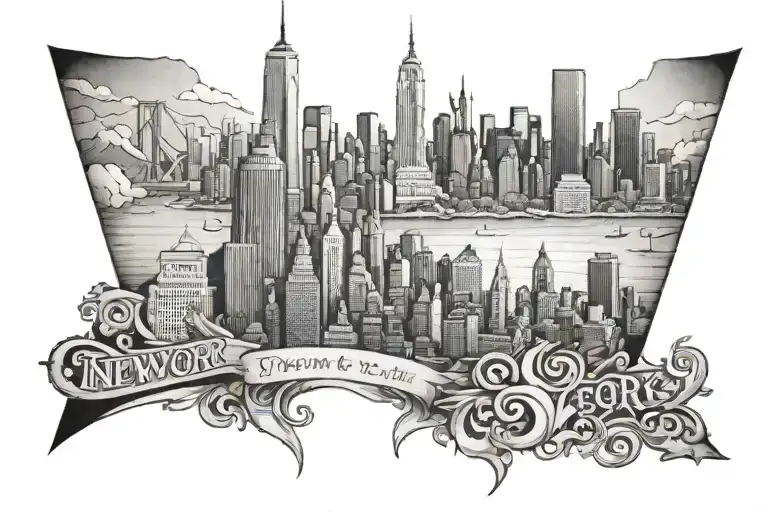 New York City Skyline In A Mountain