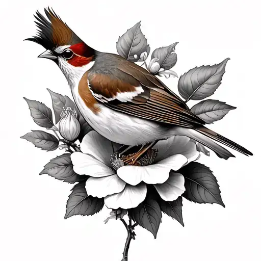 Sparrow And Wild Rose Surrounded