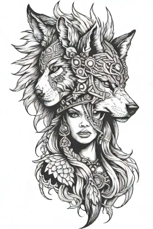 Women With A Wolf Headdress