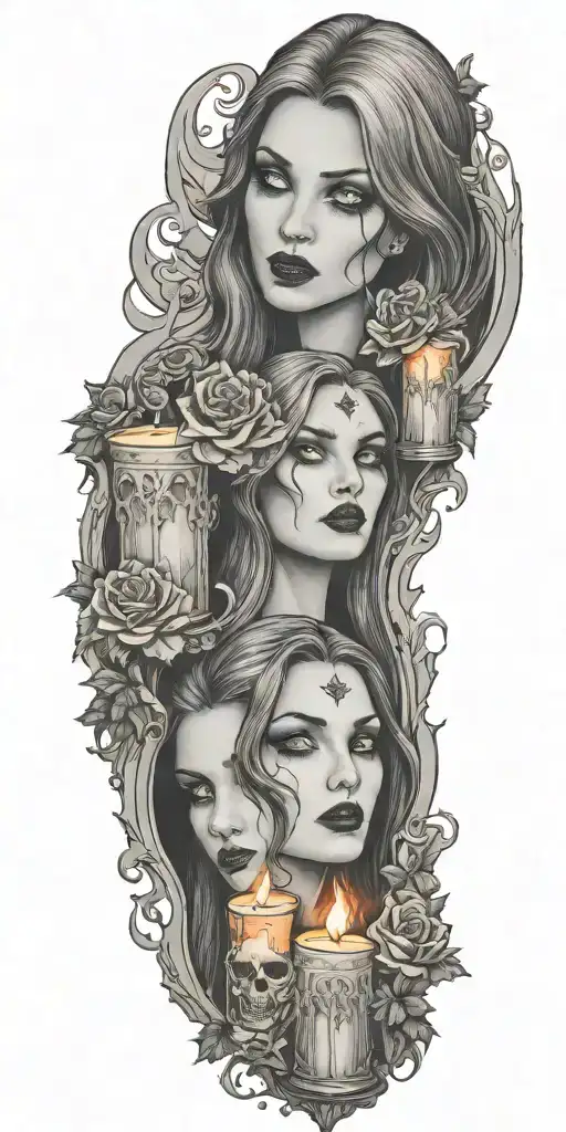 Multiple Vampire Blood Women Candle Burning Cemetary