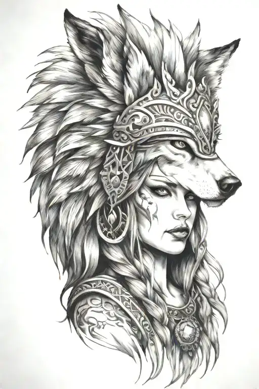 Women With A Wolf Headdress
