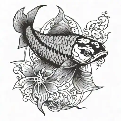 Koi Fish In A Cyber Sigilism Style