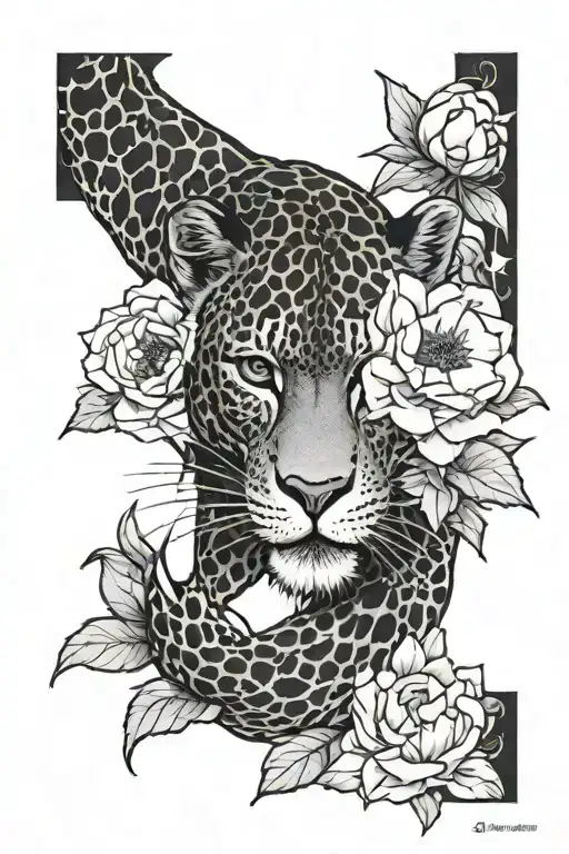 Monkey Egyptian Tattoo Black And White Dark Jaguar Peonies Venetian