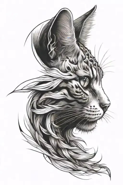 Cat Face Side View 3D