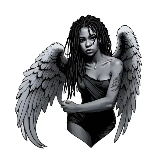 Rip Angel With Dreads Wings Holding