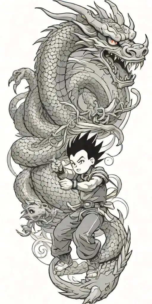 Astroboy Battling A Chinese Dragon In A Futuristic Setting