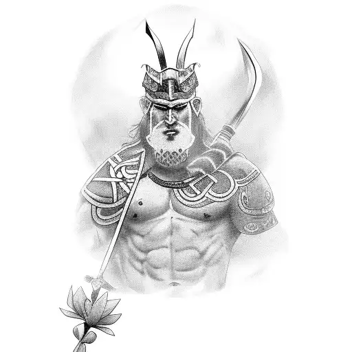 Welsh Celtic Warrior With Flowers