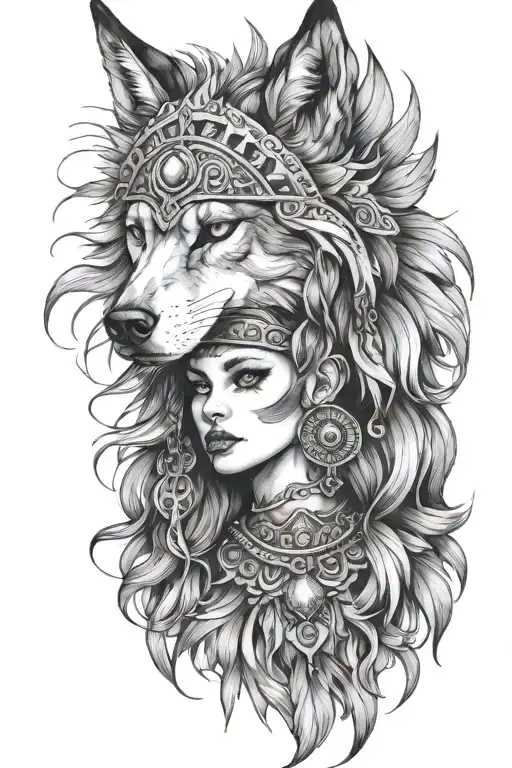 Women With A Wolf Headdress