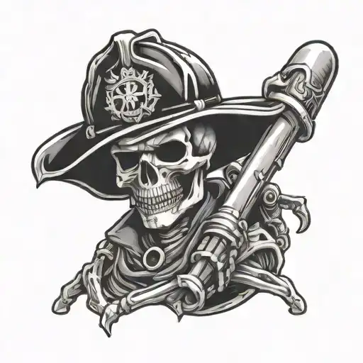 Skeleton Dressed As A Firefighter Emblem