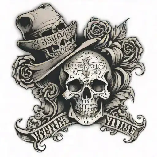 Skull With Memento Vivere Lettering