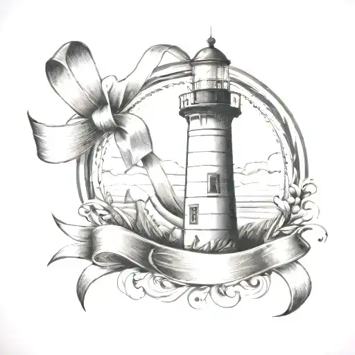 Lighthouse With Ribbon Wrapped