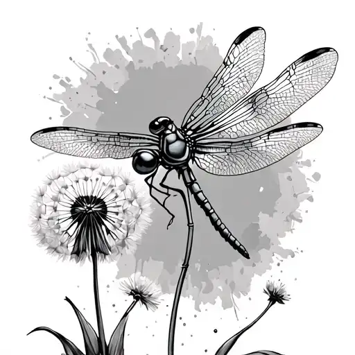 Dandelion Blowing In The Wind With Dragonfly Memorial