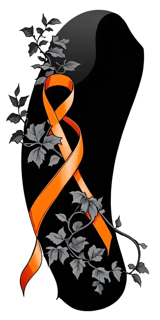 Orange Cancer Ribbon Intertwined With Ivy Vines