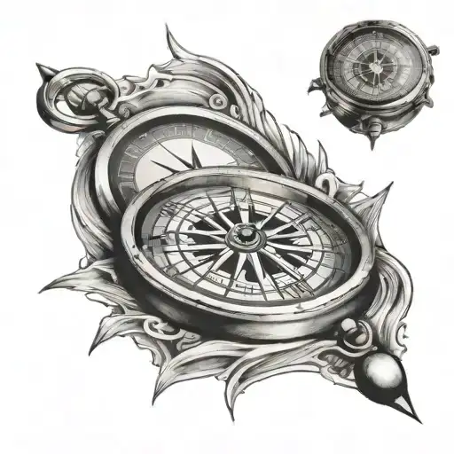 Compass With Water Background
