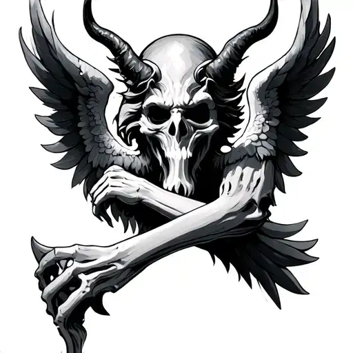 Inverted Arm Bone Cross Demon Half Angel