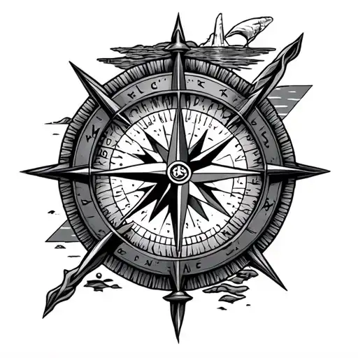 Nautical Compass Design Featuring Iles De La Madeleine In The Backround