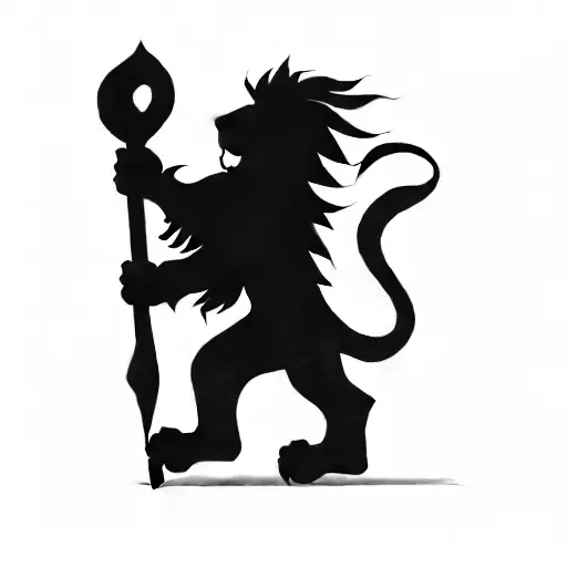 A Lion Holding A Stick