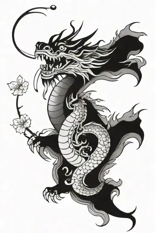 Leo And Fun With Japanese Cherry Blossoms And Dragon