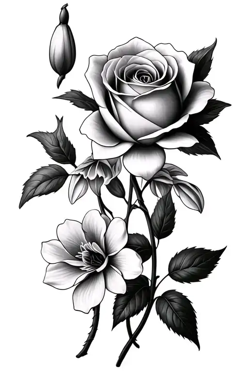 Snowdrop And Rose Delicate Flowers