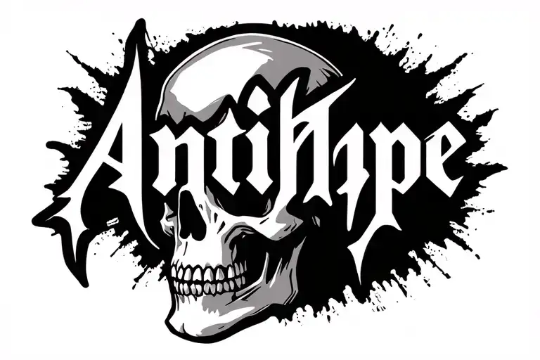 The Main Motif Of The Inscription Antihype And In The Background Is To Be A Skull
