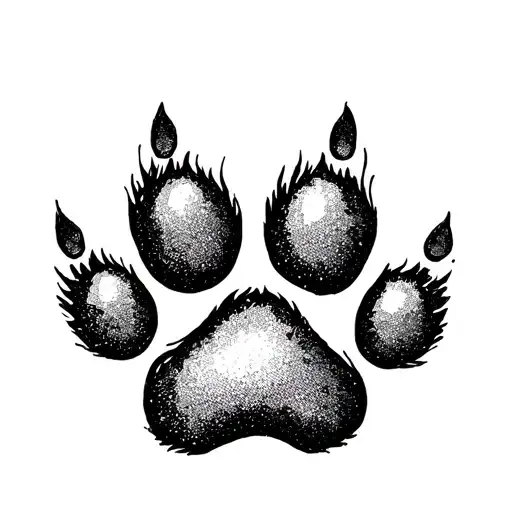 Black And White Kitten Paw Print Simple Tattoo