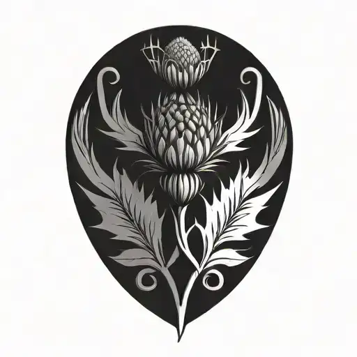 Scottish Thistle Focused On Being In The Background Left And Right With A Spot Free In The Middle