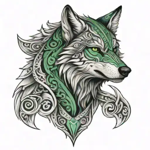 Nordic Wolf With Green Eyes Armor Shoulder