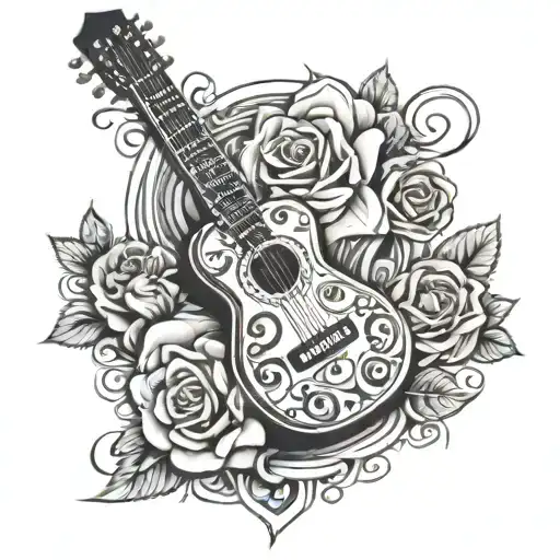Guitar And Rose Surrounded