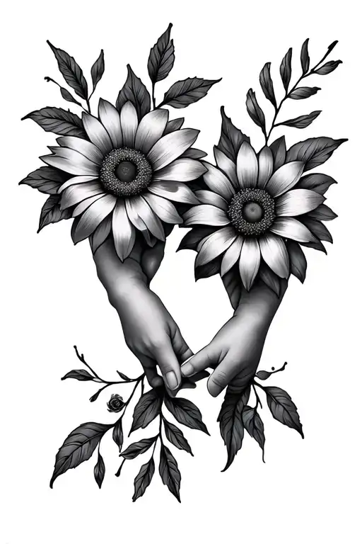 Kids Holding Mums Hand Tattoo With November And January Birth Flower