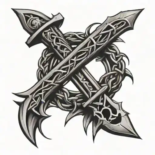 Sword Cross With Crown Of Thorns