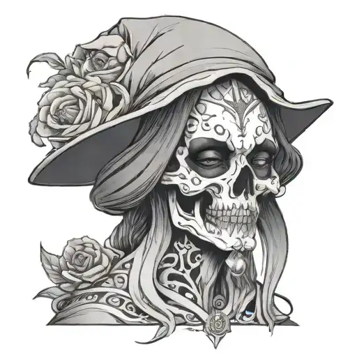 Asian Death Witch With Skull Face