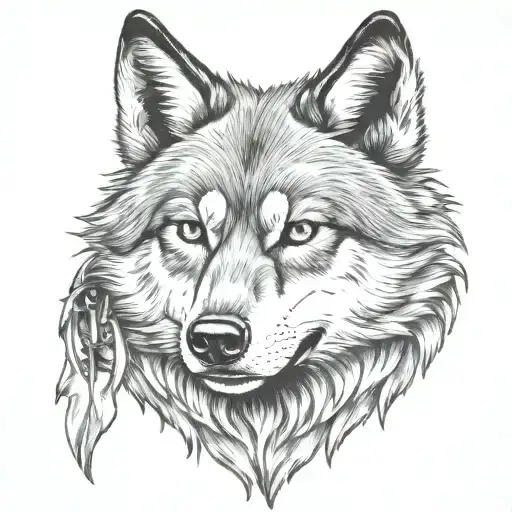 Wolf Looking Forward Facing Cowboy Skull