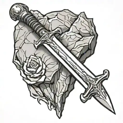 Sword Laid Against A Rock