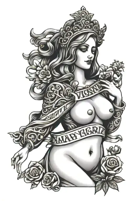 Oldschool Virgin Marry Around Dark Lettering