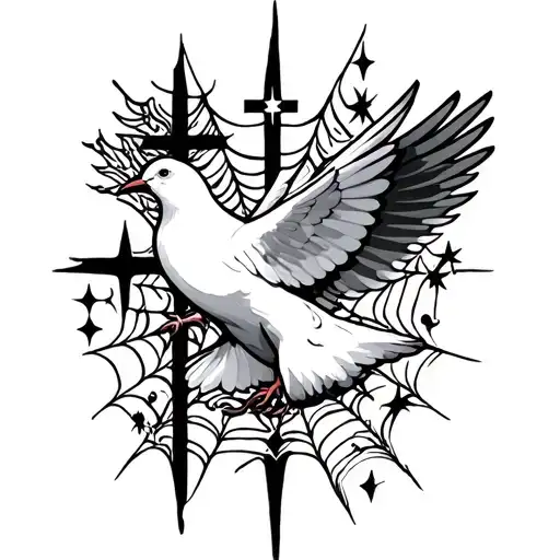 Dove And Cross And Stars And Cobb Webs