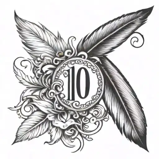 Number 10 With A Feather Thru It