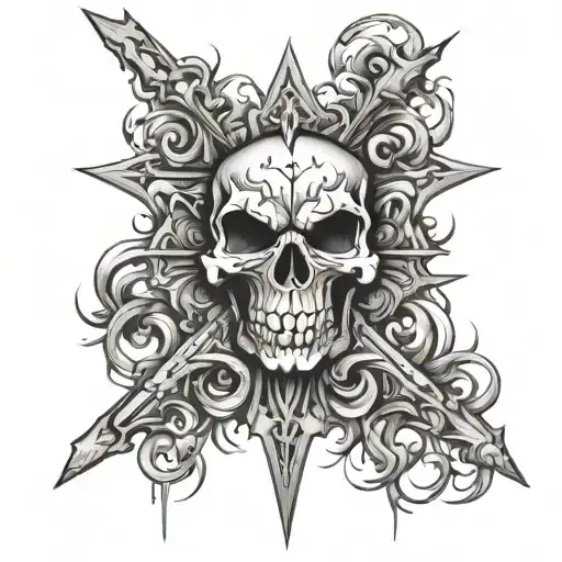 Emo Cross With Skulls