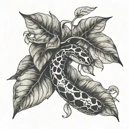 Pothos Illustrative Blackwork Foliage Small Snake